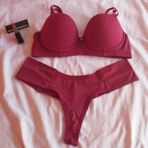 Conjunto de Lingerie Sutiã com bojo e Calcinha fio duplo Moda íntima
