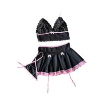 Conjunto De Lingerie Transparente Para Cosplay: Sutiã, Calcinha, Cinta-Liga E Tanga Sexy