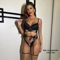 Conjunto De Lingerie Transparente Sensual Com Bojo Rendada Luxo Sexy