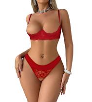 Conjunto de lingerie Varsbaby Sexy See Through Lace Push Up Red Conjunto de lingerie Varsbaby Sexy See Through Lace Push Up Red