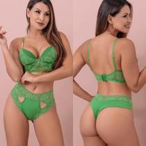 Conjunto de Lingerie Verde Rendado