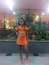 Conjunto de Linho Infantil Shorts Saia e Blusinha