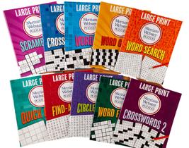 Conjunto de livretos Merriam-Webster Puzzles Brain Games em letras grandes Conjunto de livretos Merriam-Webster Puzzles Brain Games em letras grandes