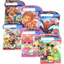 Conjunto de livros de atividades para colorir, pacote com 6 unidades Imagine Ink com marcador