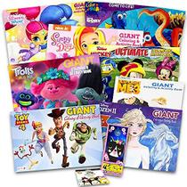 Conjunto de livros de colorir gigantescos Disney Junior para meninas e crianças 4 livros de colorir gigantes e mais de 1000 adesivos (apresentando Sofia the First, Minnie Mouse, Doc McStuffins e Fairies)