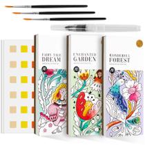 Conjunto de livros para colorir com pintura em aquarela para crianças de 5 anos ou mais - pacote com 3 Conjunto de livros para colorir com pintura em aquarela para crianças de 5 anos ou mais - pacote com 3