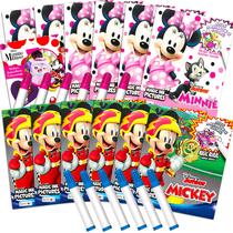 Conjunto de livros para colorir Disney Minnie Mouse Mickey Mouse x12 com adesivos