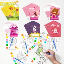 Conjunto de livros para colorir em aquarela com cartões de dia dos namorados para crianças Conjunto de livros para colorir em aquarela com cartões de dia dos namorados para crianças