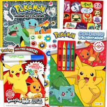 Conjunto de livros para colorir Pokémon para crianças com jogos, quebra-cabeças e muito mais