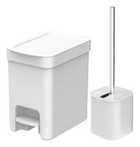 Conjunto de Lixeira com Pedal 6L e Escova Sanitária com Suporte Linha Trium - OU Conjunto de Lixeira com Pedal 6L e Escova Sanitária com Suporte Linha Trium - OU