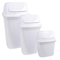 Conjunto de lixeiras 4,9 litros, 7,2 litros e 14 litros branco Plasutil
