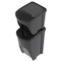 Conjunto de Lixeiras de Plástico Empilháveis 20L e 34L Black Conjunto de Lixeiras de Plástico Empilháveis 20L e 34L Black