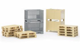 Conjunto de logística Bruder 02415 com paletes, armazém, reboque Conjunto de logística Bruder 02415 com paletes, armazém, reboque