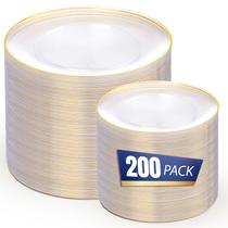 Conjunto de Louça bUCLA 200 Peças Pratos Transparentes com Borda Dourada 25/18 cm Conjunto de Louça bUCLA 200 Peças Pratos Transparentes com Borda Dourada 25/18 cm