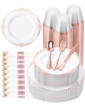 Conjunto de Louça Descartável Goodluck 350 peças Dourado Rosé para 50 Pessoas Conjunto de Louça Descartável Goodluck 350 peças Dourado Rosé para 50 Pessoas