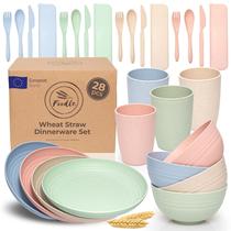 Conjunto de Louça FOODLE de Palha de Trigo Livre de BPA 28 Peças Conjunto de Louça FOODLE de Palha de Trigo Livre de BPA 28 Peças