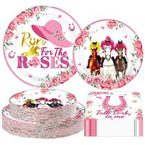Conjunto de louça para festa Greencian 200 peças com pratos rosa Derby Conjunto de louça para festa Greencian 200 peças com pratos rosa Derby