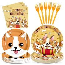 Conjunto de Louça para Festa Greencian 96 Peças com Pratos de Corgi