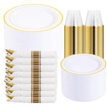 Conjunto de louças DayAmmi 350 unidades de plástico dourado para 50 convidados