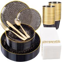 Conjunto de louças DaYammi Clear Black/Gold Plastic 175 unidades Conjunto de louças DaYammi Clear Black/Gold Plastic 175 unidades