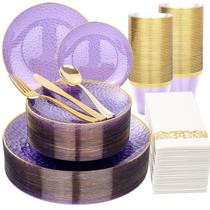 Conjunto de louças DayAmmi Clear Purple/Gold para Halloween, 175 unidades
