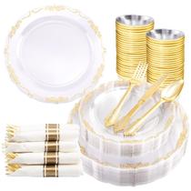 Conjunto de louças de Ação de Graças U-QE com suprimentos para festas para 25 convidados Conjunto de louças de Ação de Graças U-QE com suprimentos para festas para 25 convidados