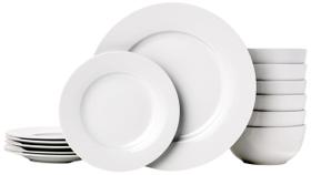 Conjunto de louças de cozinha Amazon Basics 18 peças brancas