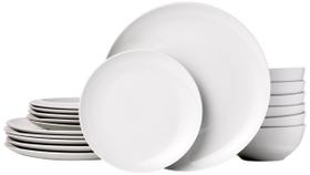 Conjunto de louças de cozinha Amazon Basics White Porcelain 18 unidades