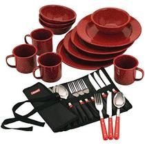 Conjunto de louças de esmalte Coleman 24 peças, vermelho