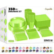 Conjunto de louças de festa descartáveis, verde limão, 350 unidades