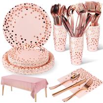 Conjunto de louças de festa Nkaiso Pink/Rose Gold 141 peças