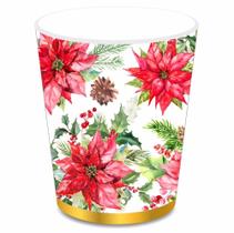 Conjunto De Louças De Papel Descartáveis Com Padrão De Flores Vermelhas, Pratos, Copos E Guardanapos