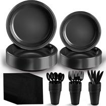 Conjunto de louças de plástico descartáveis Boocikey para 25 convidados Conjunto de louças de plástico descartáveis Boocikey para 25 convidados