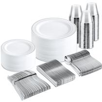 Conjunto de louças de plástico descartáveis BuCla 300PCS para 50 convidados