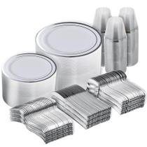 Conjunto de louças de plástico descartáveis N9R 600 unidades para 100 convidados