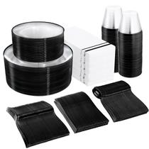 Conjunto de louças de plástico descartáveis NOCCUR 350PCS para 50 convidados Conjunto de louças de plástico descartáveis NOCCUR 350PCS para 50 convidados