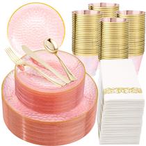 Conjunto de louças de plástico Rubtlamp Clear Pink 50 Guests