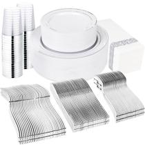 Conjunto de louças de plástico Supernal 400 unidades para festas e casamentos
