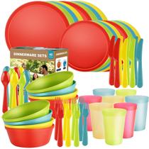 Conjunto de louças de plástico tropical Blwan de 40 peças para 8 Conjunto de louças de plástico tropical Blwan de 40 peças para 8