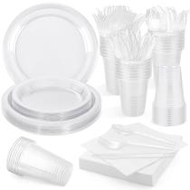 Conjunto de louças descartáveis Aodaer Clear 200 peças
