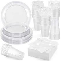 Conjunto de louças descartáveis Aodaer Clear 400 peças para 50 convidados
