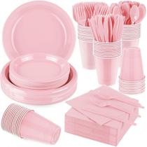 Conjunto de louças descartáveis Aodaer Party Supplies, rosa, 400 unidades