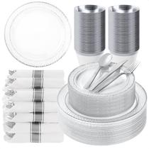 Conjunto de louças descartáveis Bestluck 350PCS para 50 convidados Conjunto de louças descartáveis Bestluck 350PCS para 50 convidados