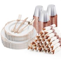 Conjunto de louças descartáveis Bestluck Rose Gold 175 unidades