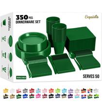 Conjunto de louças descartáveis Exquisite 350 unidades verde esmeralda