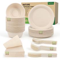 Conjunto de louças descartáveis FEHHTO 300 unidades para 50 pessoas