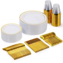 Conjunto de louças descartáveis Goodluck 150 unidades para 25 convidados Conjunto de louças descartáveis Goodluck 150 unidades para 25 convidados