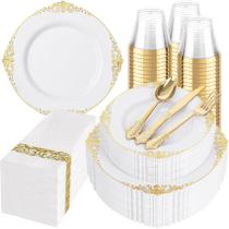 Conjunto de louças descartáveis Hioasis 350 unidades para 50 convidados Conjunto de louças descartáveis Hioasis 350 unidades para 50 convidados