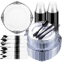 Conjunto de louças descartáveis Hioasis 350 unidades para 50 convidados Conjunto de louças descartáveis Hioasis 350 unidades para 50 convidados