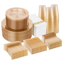 Conjunto de louças descartáveis I00000 700 unidades Gold Glitter